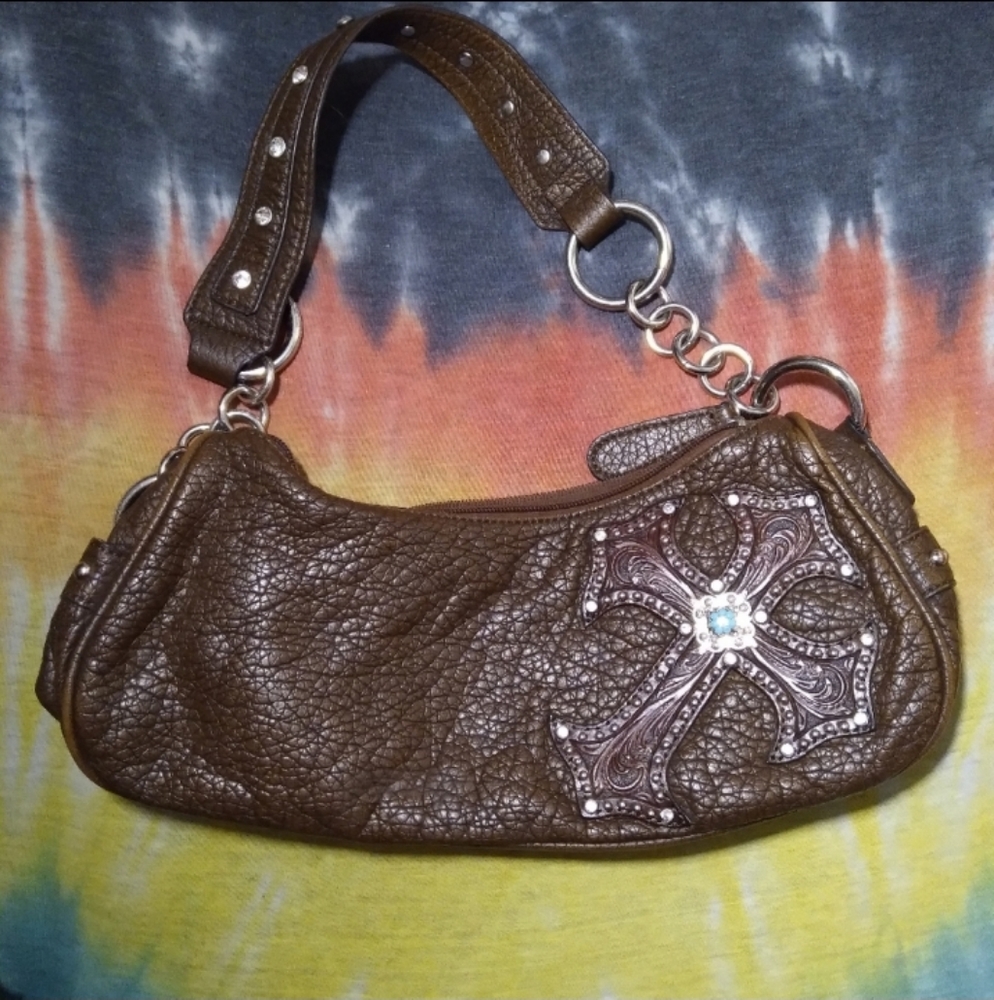 Blazin Roxx Leather Purse Cross bead accents